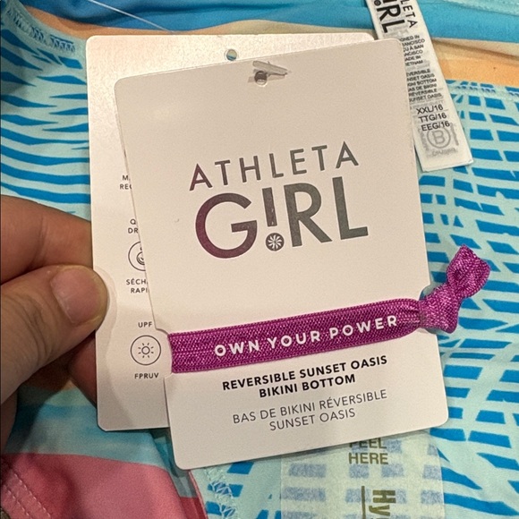 Athleta Girl Reversible Sunset Oasis Bikini Bottom XXL 16 NEW FREE HAIRTIE - Picture 4 of 6
